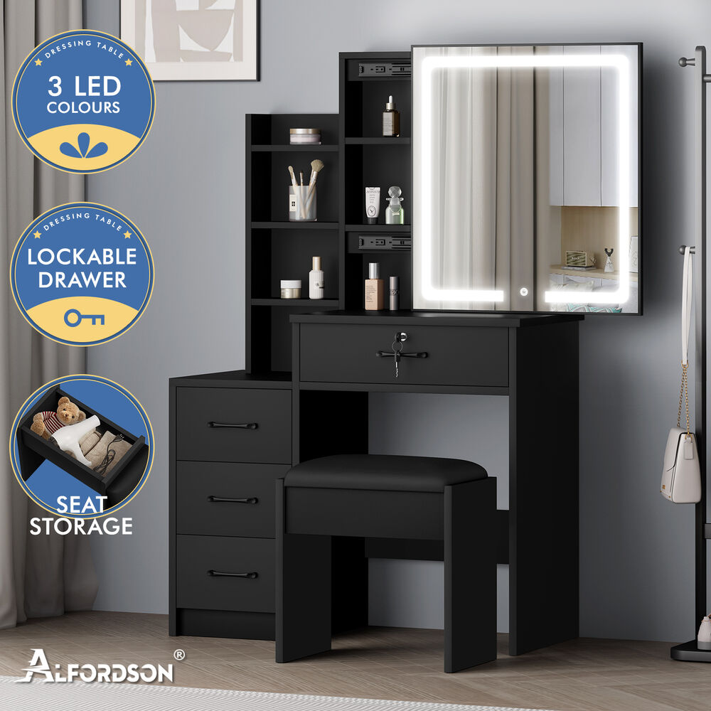 ALFORDSON Dressing Table Stool Set Makeup Mirror Vanity Desk Storage Cabinet - Picture 13 of 60