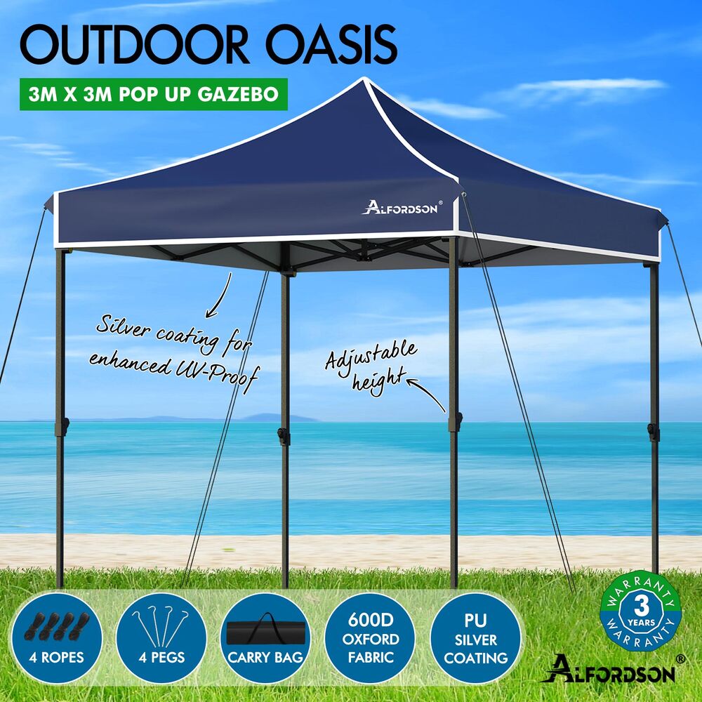 ALFORDSON Gazebo 3x3m Pop Up PE Mesh Marquee Outdoor Folding Tent Wedding Canopy - Picture 53 of 160