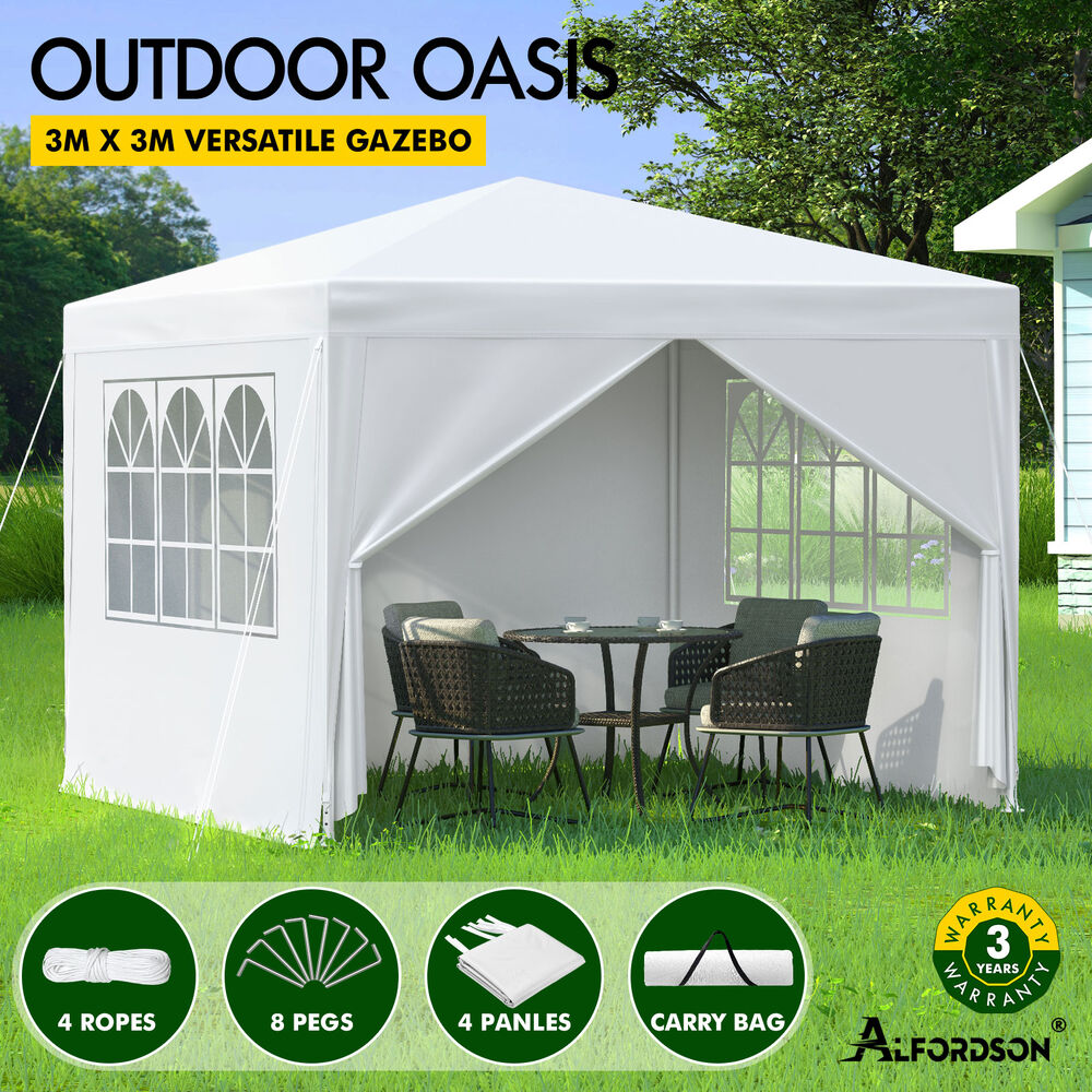 ALFORDSON Gazebo 3x3m Pop Up PE Mesh Marquee Outdoor Folding Tent Wedding Canopy - Picture 17 of 160