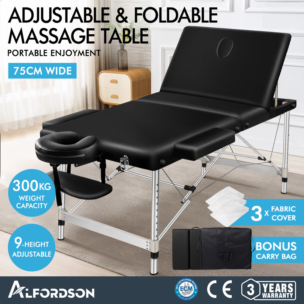 ALFORDSON Massage Table 3 Fold 65/75/85cm Foldable Portable Bed Aluminium Desk - Picture 85 of 168