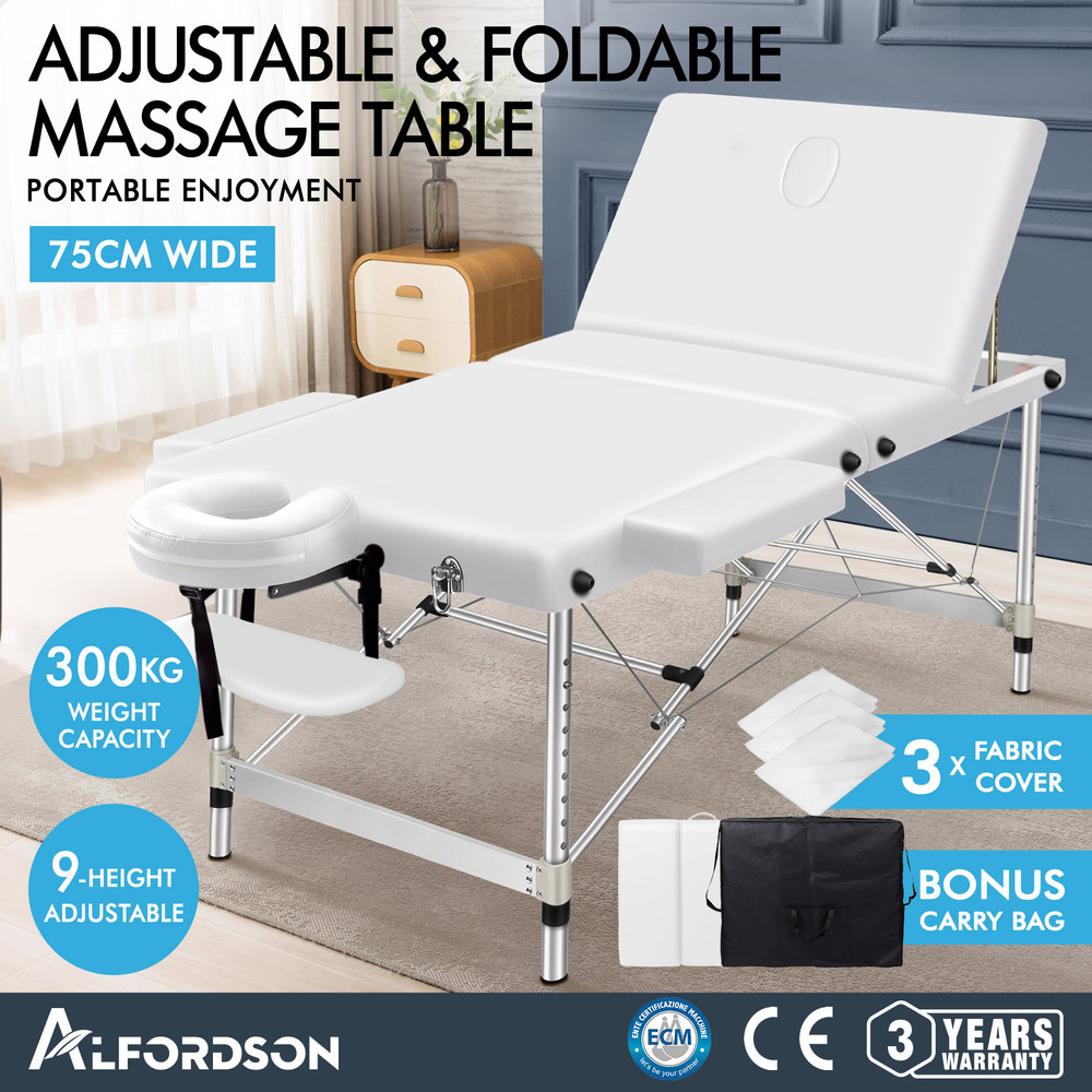 ALFORDSON Massage Table 3 Fold 65/75/85cm Foldable Portable Bed Aluminium Desk - Picture 73 of 168