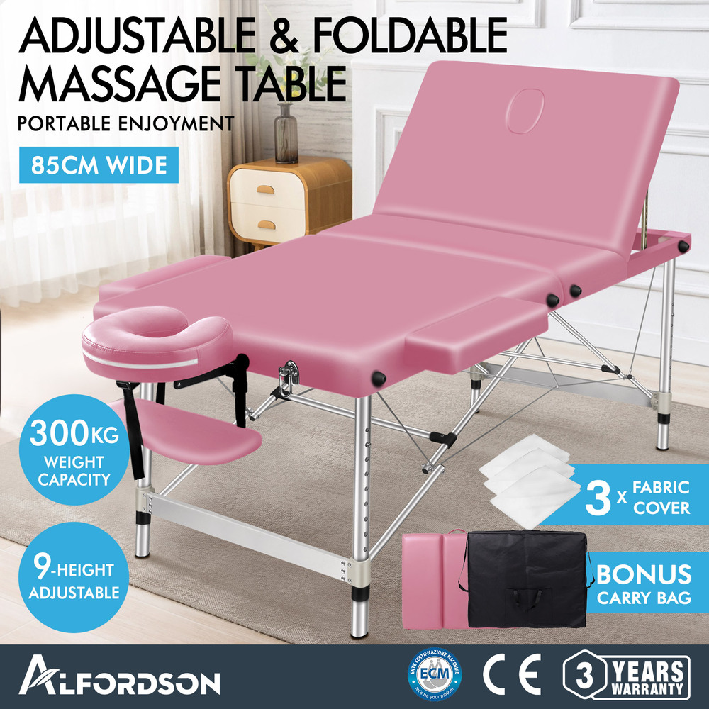 ALFORDSON Massage Table 3 Fold 65/75/85cm Foldable Portable Bed Aluminium Desk - Picture 97 of 168