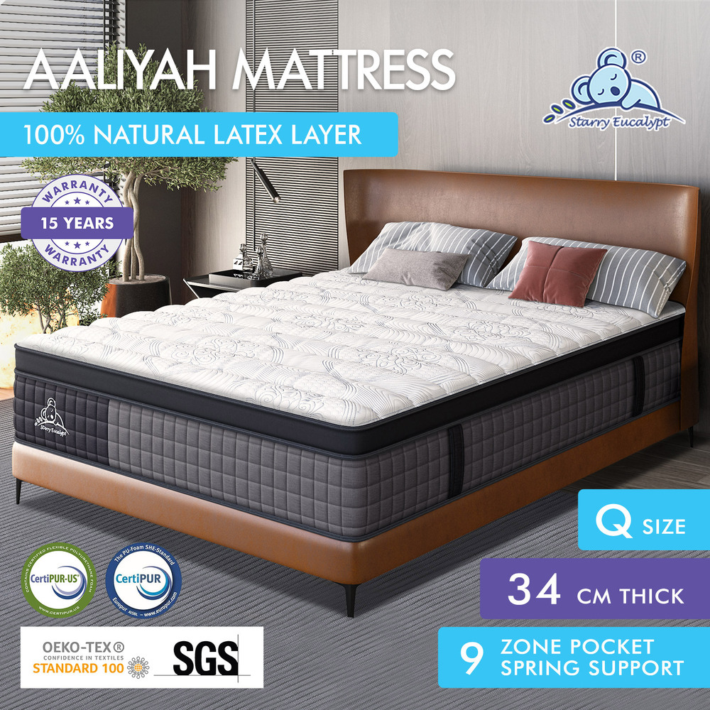 STARRY EUCALYPT Mattress Queen Double King Single Bed Spring Foam Euro PillowTop - Picture 145 of 876
