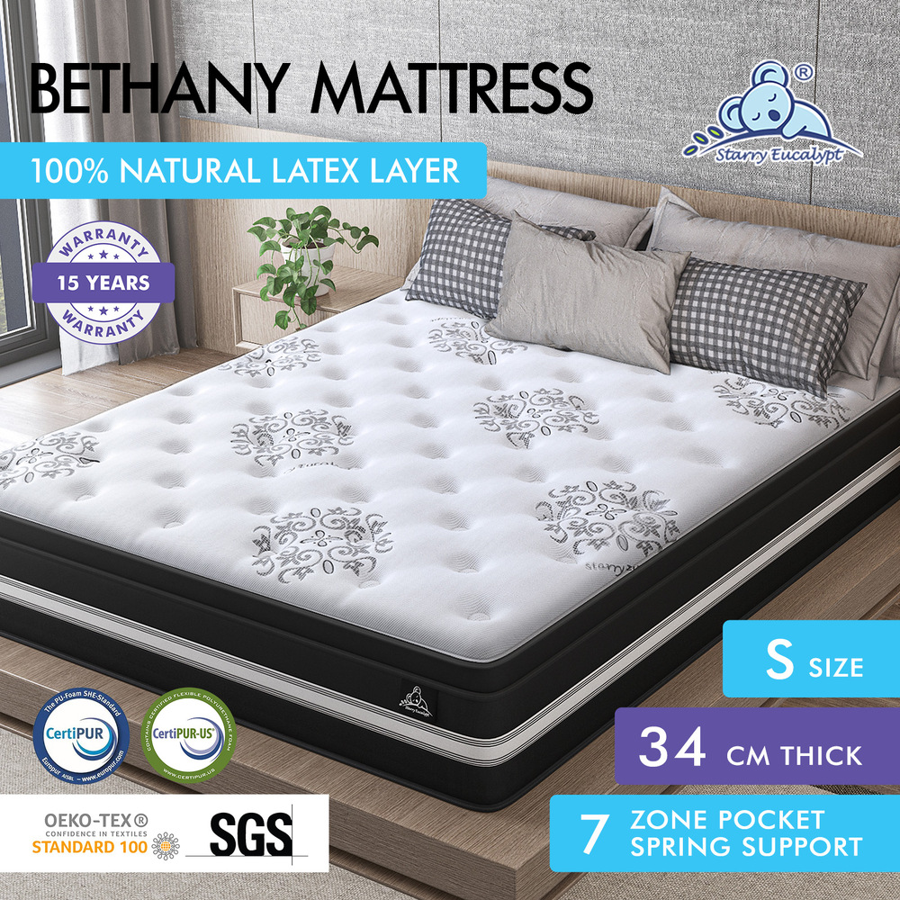 STARRY EUCALYPT Mattress Queen Double King Single Bed Spring Foam Euro PillowTop - Picture 313 of 876