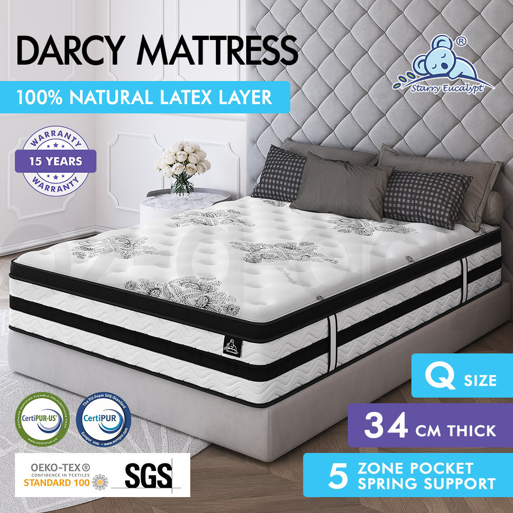 STARRY EUCALYPT Mattress Queen Double King Single Bed Spring Foam Euro PillowTop - Picture 265 of 876