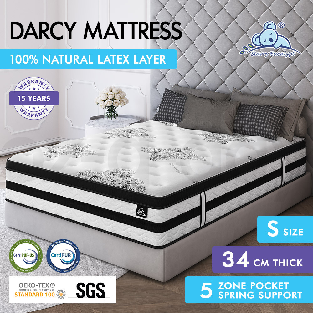 STARRY EUCALYPT Mattress Pocket Spring Latex Cool Gel Foam Queen King Single - Picture 290 of 332