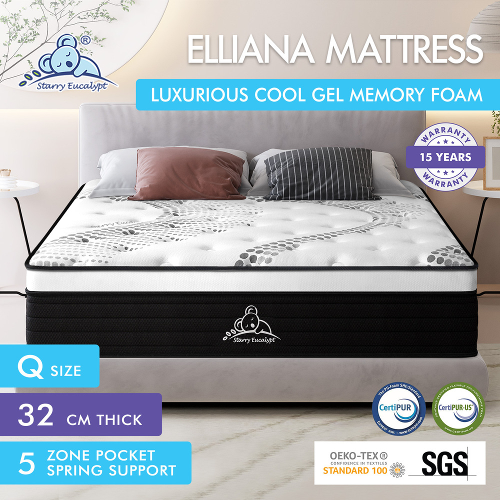 STARRY EUCALYPT Mattress Queen Double King Single Bed Spring Foam Euro PillowTop - Picture 385 of 876