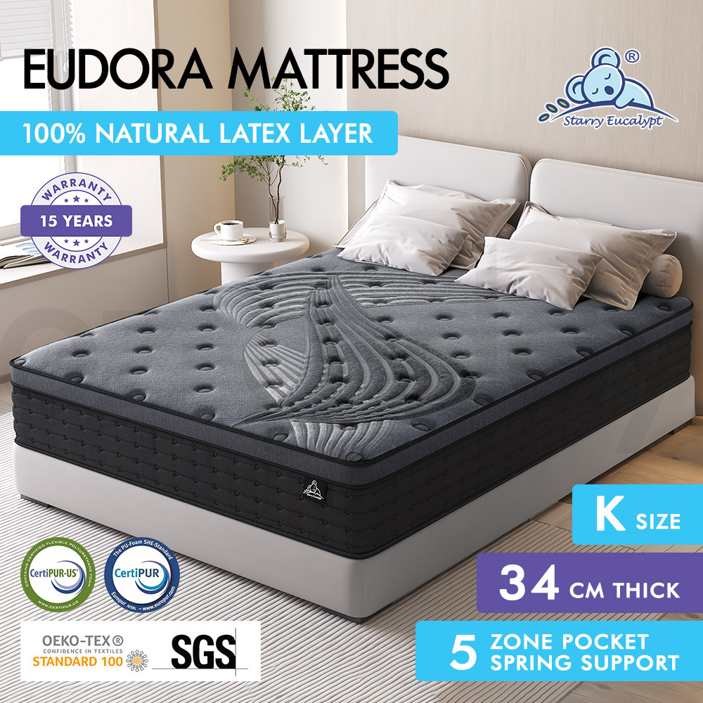 STARRY EUCALYPT Mattress Pocket Spring Latex Cool Gel Foam Queen King Single - Picture 111 of 332