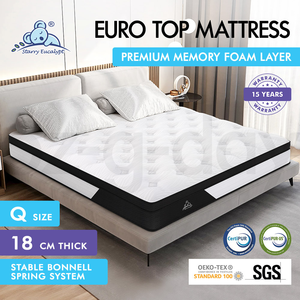 STARRY EUCALYPT Mattress Euro Top Memory Foam Bed Queen Double King Single - Picture 227 of 318