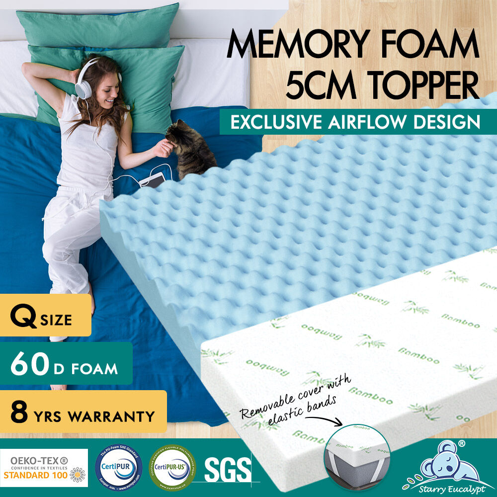 STARRY EUCALYPT Memory Foam Mattress Topper 5/8/10/12cm Bamboo 7-Zone Cool Gel - Picture 649 of 912
