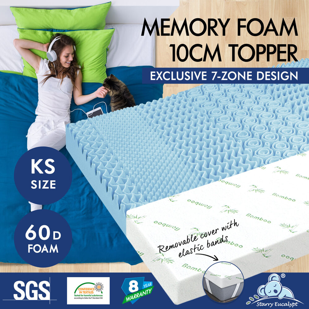 STARRY EUCALYPT Memory Foam Mattress Topper 5/8/10/12cm Bamboo 7-Zone Cool Gel - Picture 85 of 912