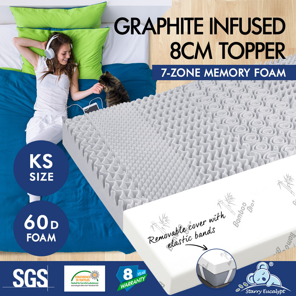 STARRY EUCALYPT Memory Foam Mattress Topper 5/8/10/12cm Bamboo 7-Zone Cool Gel - Picture 385 of 912