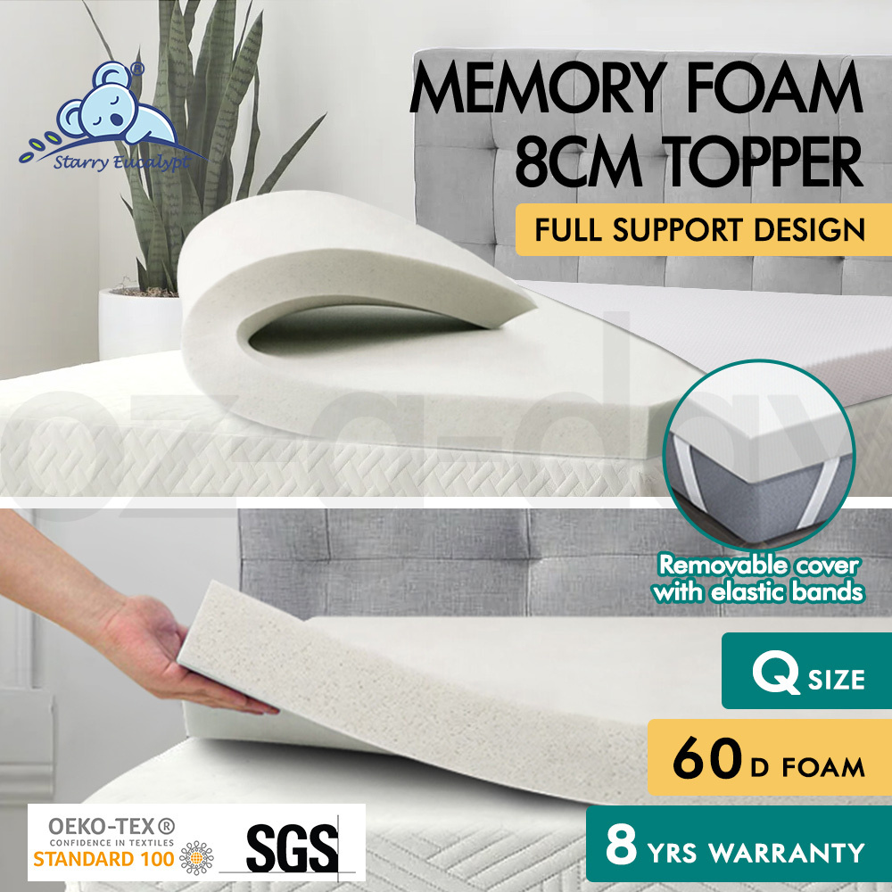 STARRY EUCALYPT Memory Foam Mattress Topper 5/8/10/12cm Bamboo 7-Zone Cool Gel - Picture 829 of 912