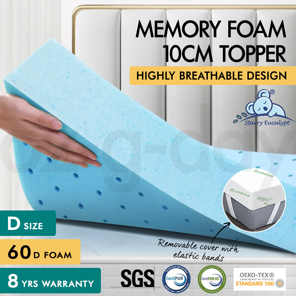 STARRY EUCALYPT Memory Foam Mattress Topper 5/8/10/12cm Bamboo 7-Zone Cool Gel - Picture 877 of 912