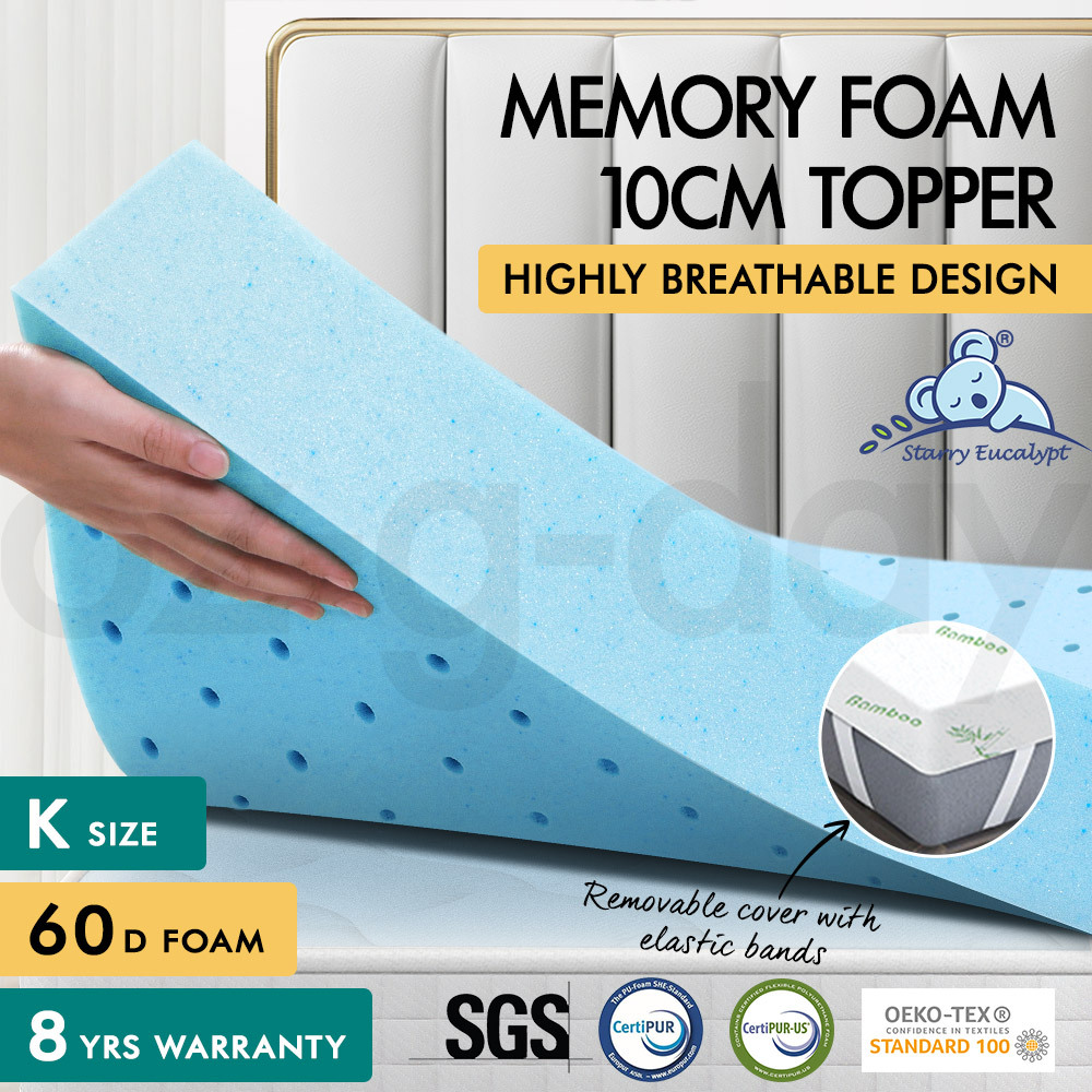 STARRY EUCALYPT Memory Foam Mattress Topper 5/8/10/12cm Bamboo 7-Zone Cool Gel - Picture 853 of 912