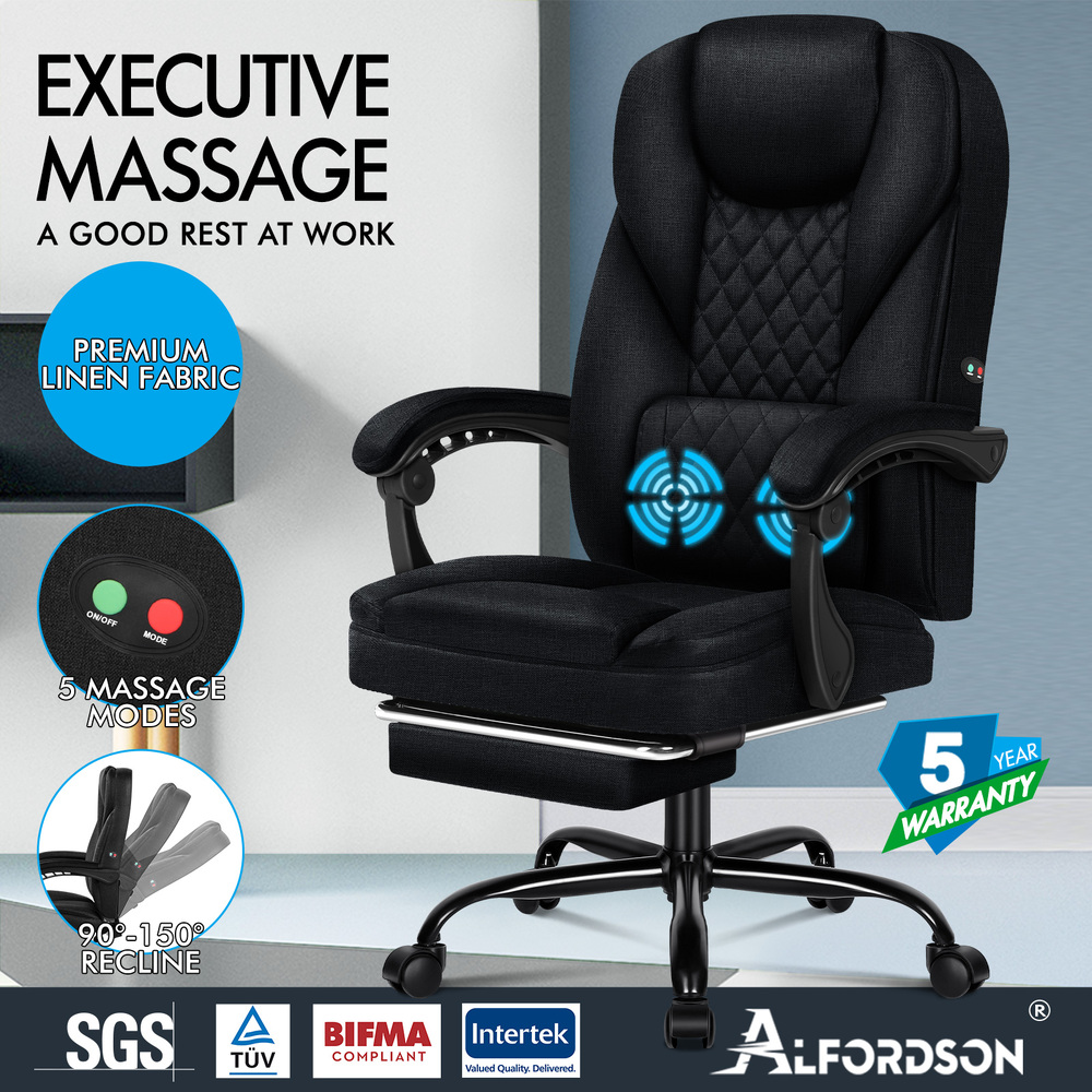 ALFORDSON Massage Office Chair Executive Computer Seat Racing Work Recliner - Picture 24 of 43