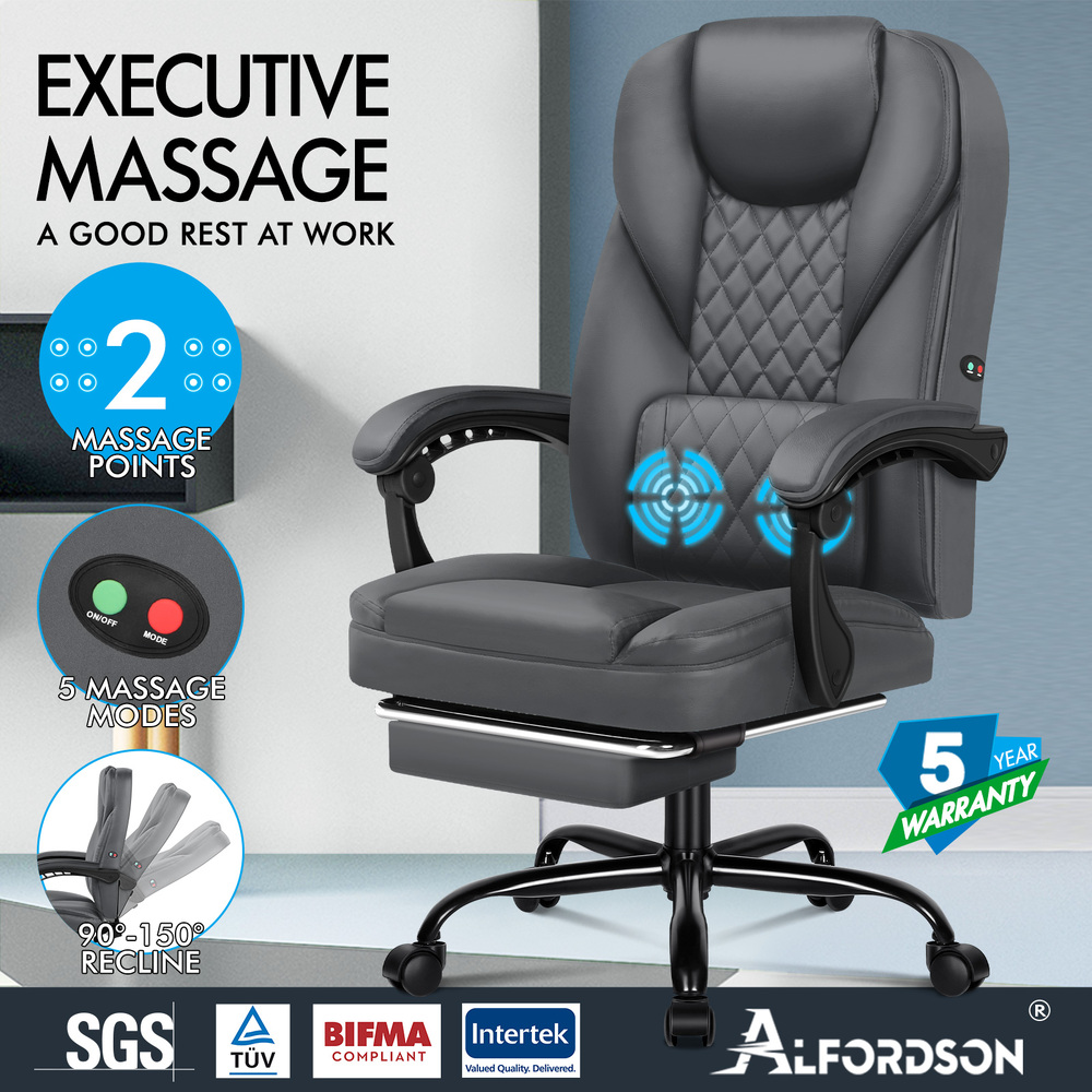 ALFORDSON Massage Office Chair Executive Computer Seat Racing Work Recliner - Picture 14 of 43
