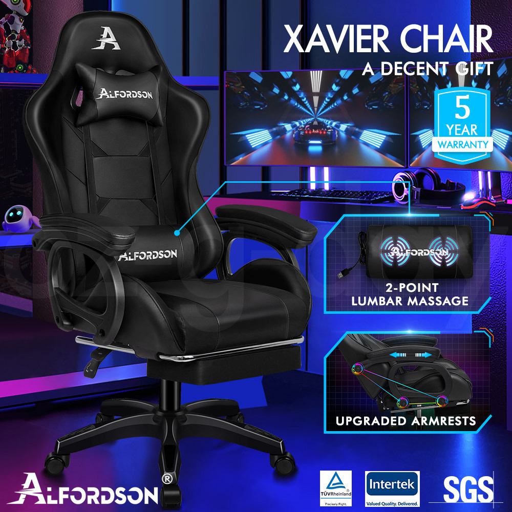 ALFORDSON Gaming Office Chair Massage Racing 12 RGB LED Computer Work Seat - Picture 89 of 267