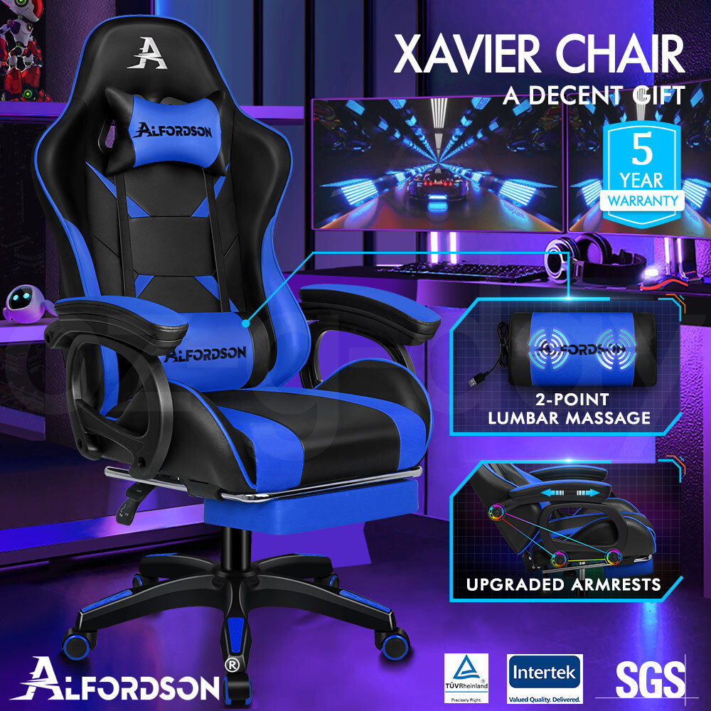 ALFORDSON Gaming Office Chair Massage Racing 12 RGB LED Computer Work Seat - Picture 101 of 267