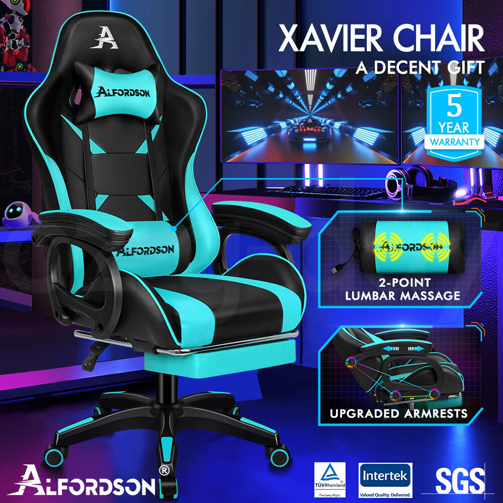 ALFORDSON Gaming Office Chair Massage Racing 12 RGB LED Computer Work Seat - Picture 113 of 267