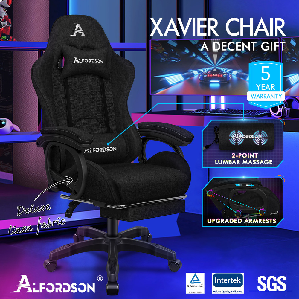 ALFORDSON Gaming Office Chair Massage Racing 12 RGB LED Computer Work Seat - Picture 173 of 267