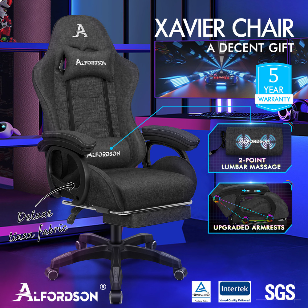 ALFORDSON Gaming Office Chair Massage Racing 12 RGB LED Computer Work Seat - Picture 184 of 267