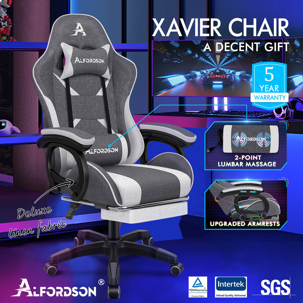 ALFORDSON Gaming Office Chair Massage Racing 12 RGB LED Computer Work Seat - Picture 196 of 267