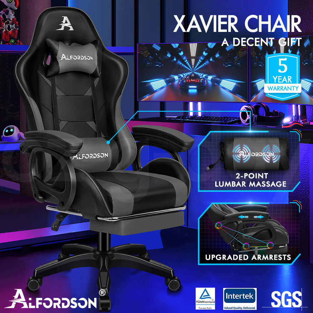 ALFORDSON Gaming Office Chair Massage Racing 12 RGB LED Computer Work Seat - Picture 125 of 267