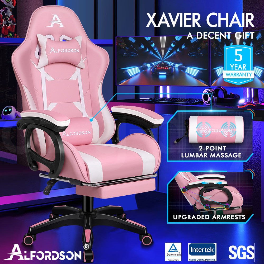 ALFORDSON Gaming Office Chair Massage Racing 12 RGB LED Computer Work Seat - Picture 137 of 267