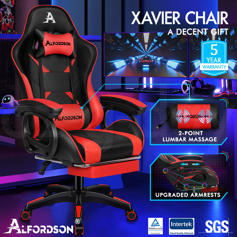 ALFORDSON Gaming Office Chair Massage Racing 12 RGB LED Computer Work Seat - Picture 149 of 267