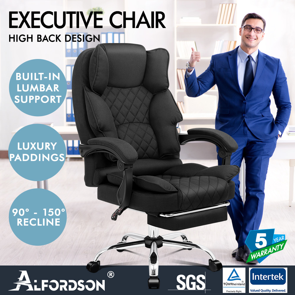 ALFORDSON Office Chair Executive Seat Fabric Racing Computer Work Recliner - Picture 76 of 111