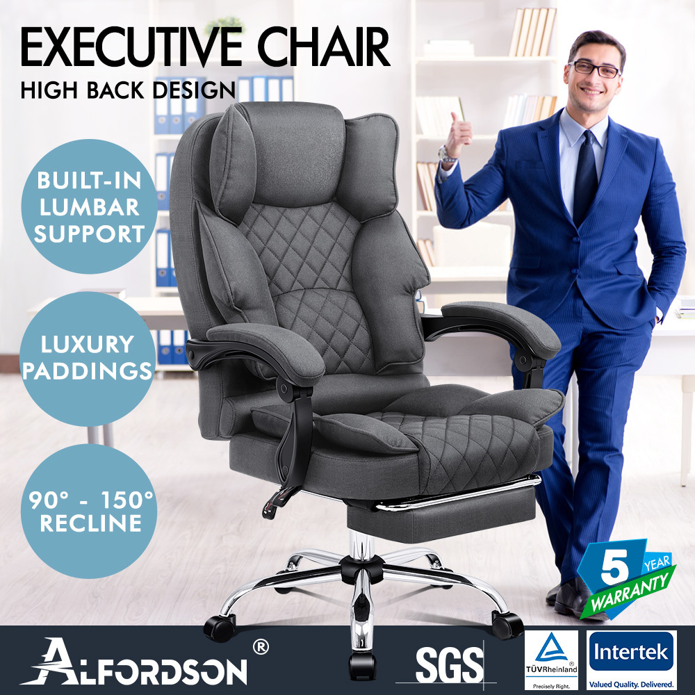 ALFORDSON Office Chair Executive Seat Fabric Racing Computer Work Recliner - Picture 88 of 111