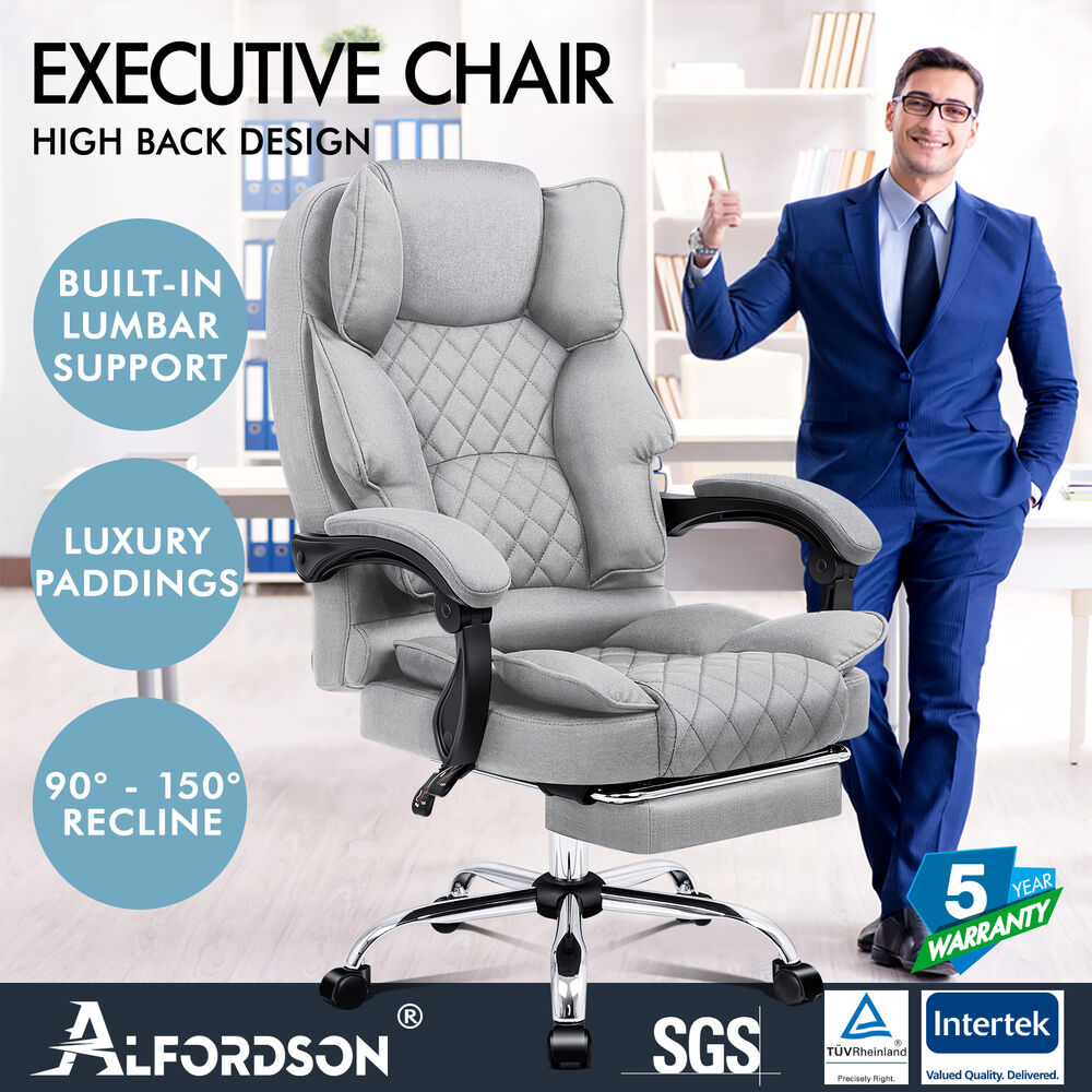 ALFORDSON Office Chair Executive Seat Fabric Racing Computer Work Recliner - Picture 100 of 111