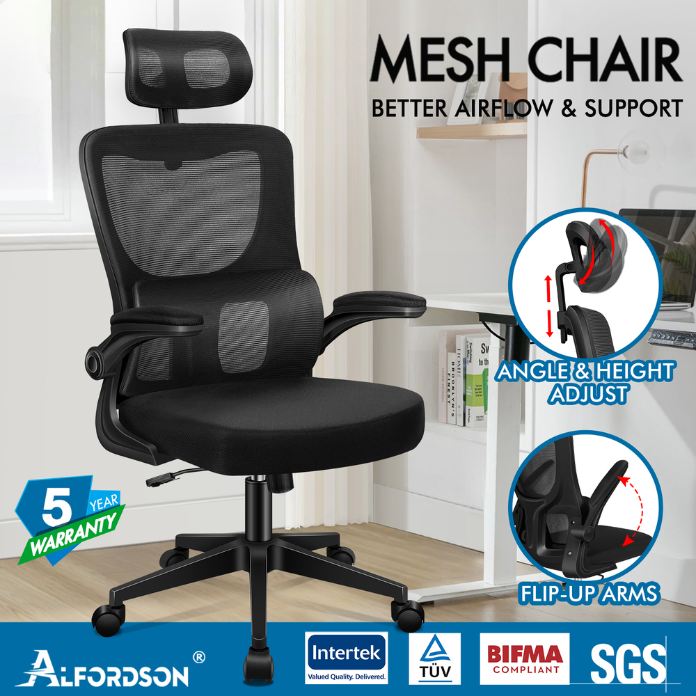 ALFORDSON Mesh Office Chair Executive Computer Fabric Seat Study Work Gaming - Picture 4 of 252