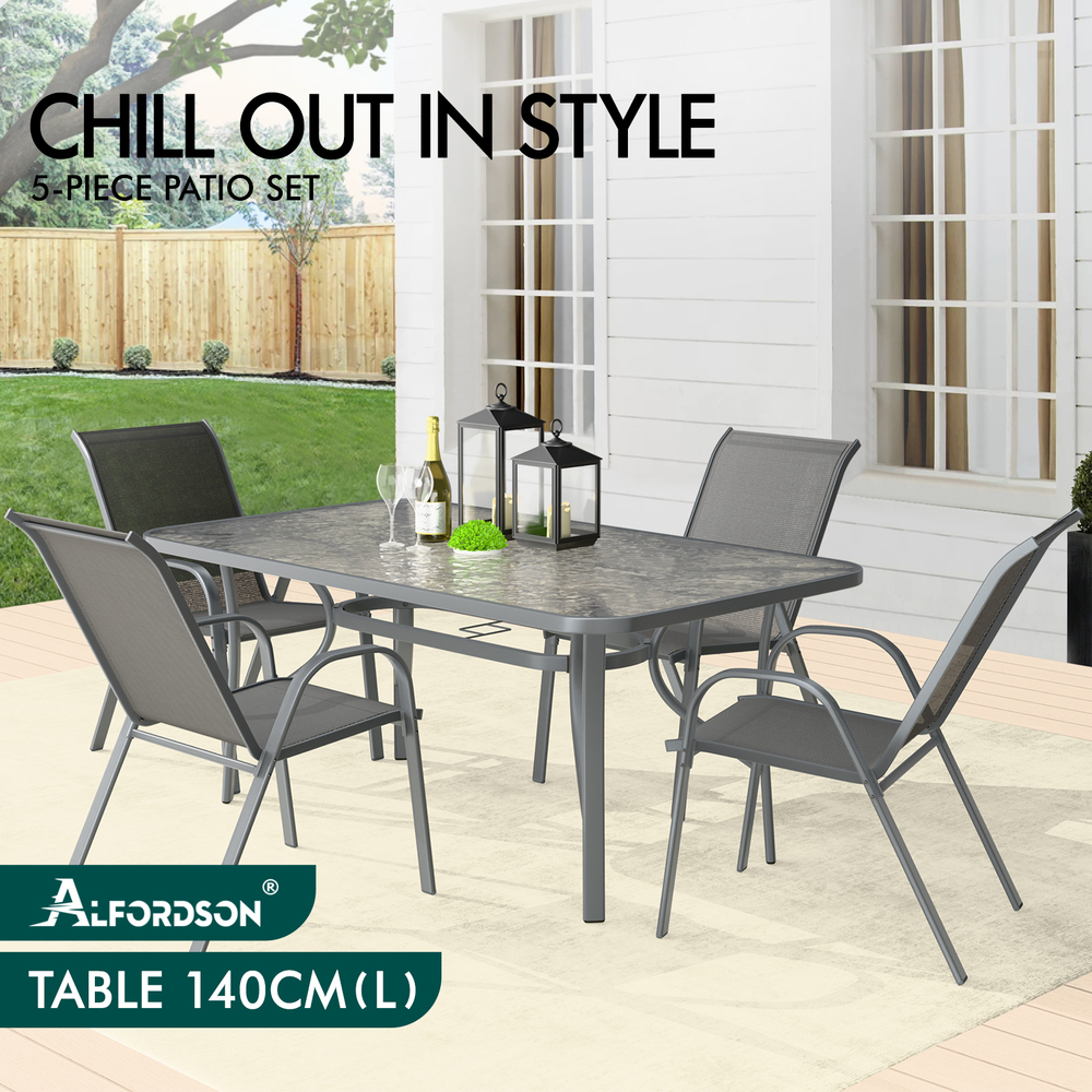 ALFORDSON Outdoor Dining Set Table and Chairs Patio Bistro Set Garden Furniture - Picture 49 of 228
