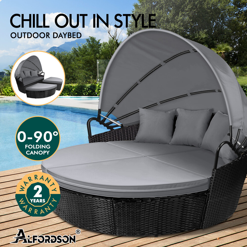 ALFORDSON Outdoor Sun Lounge Day Bed Patio Chairs Garden Furniture Wicker Sofa - Picture 14 of 37