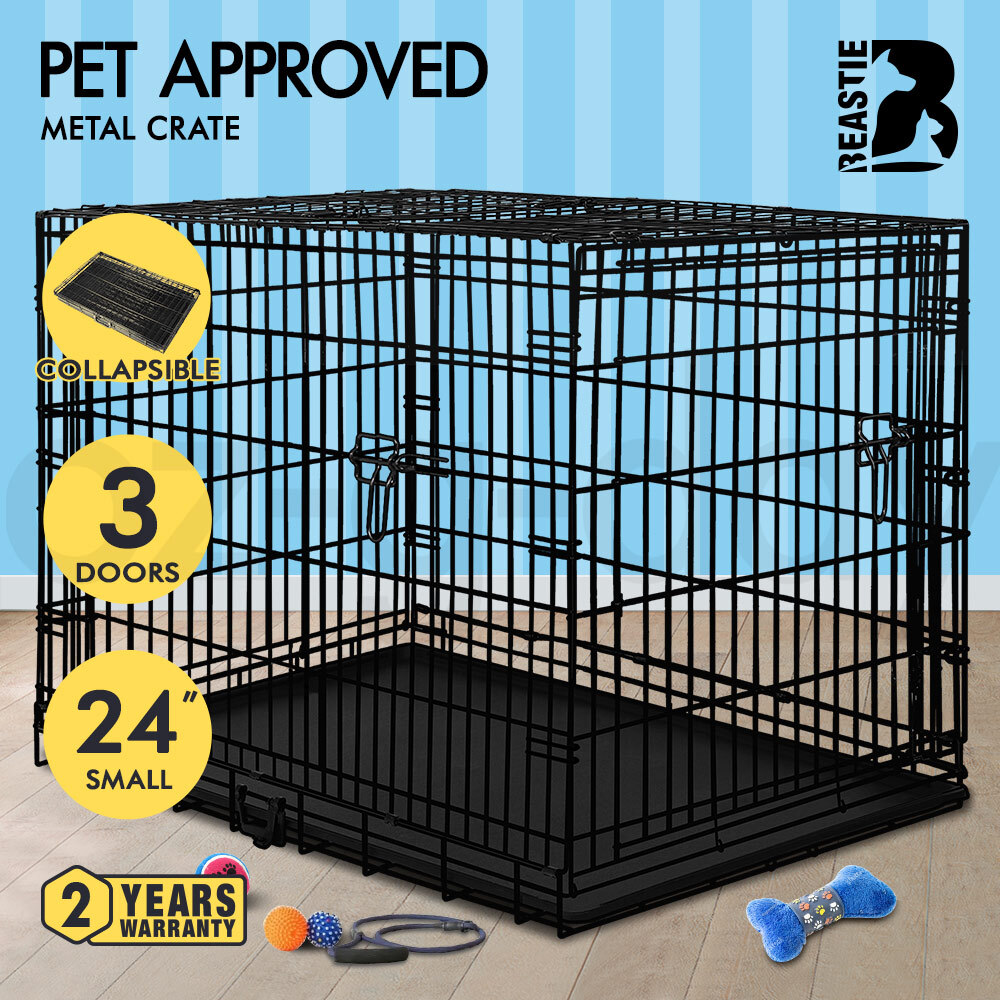 BEASTIE Dog Cage Pet Crate Kennel Cat Collapsible Metal Playpen 24"~ 48" Large - Picture 4 of 124