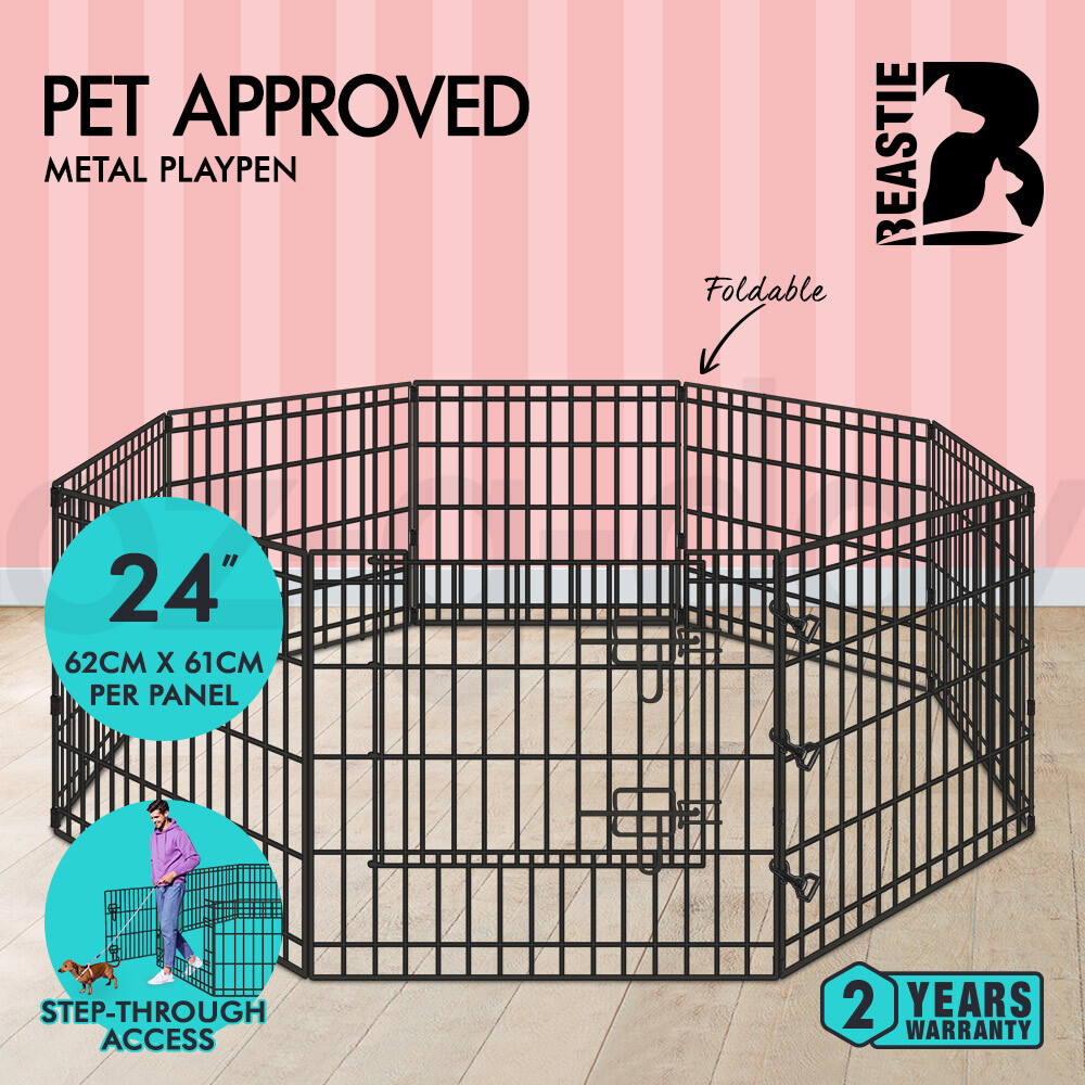 BEASTIE Dog Cage Pet Crate Kennel Cat Collapsible Metal Playpen 24"~ 48" Large - Picture 59 of 124