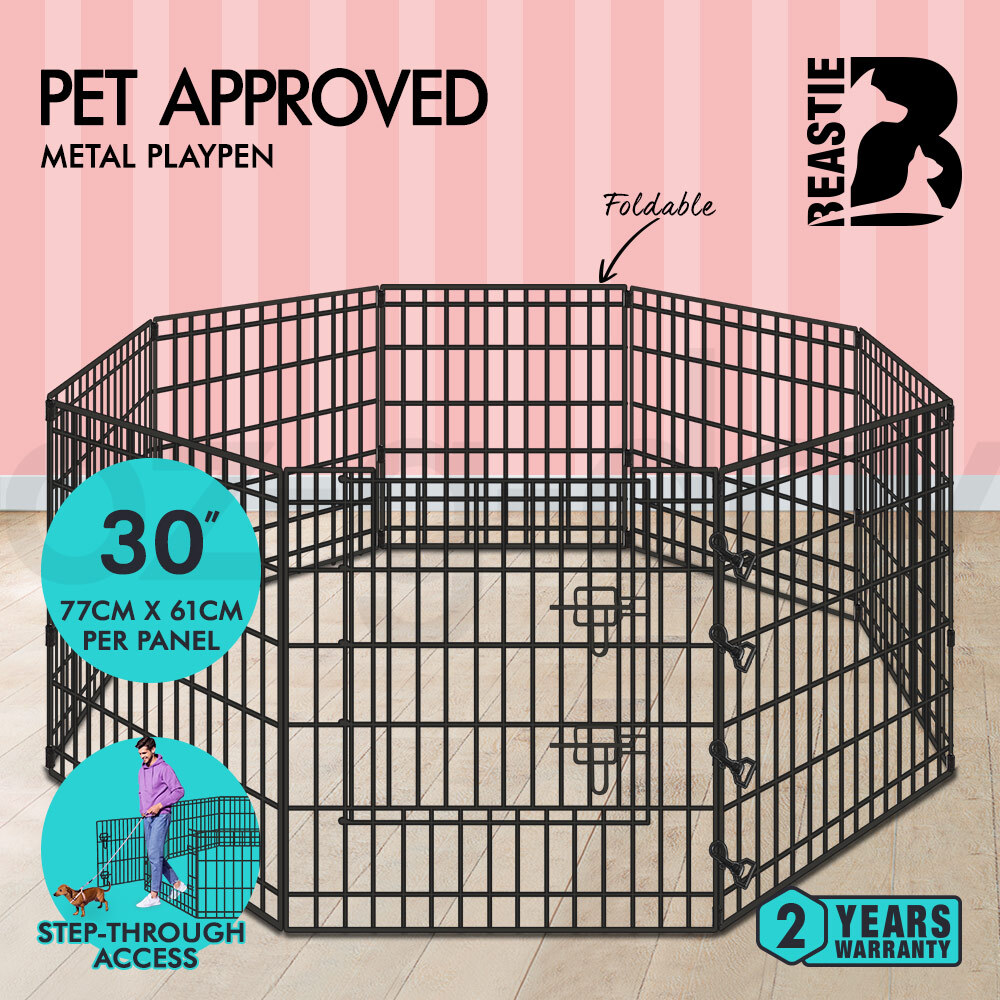 BEASTIE Dog Cage Pet Crate Kennel Cat Collapsible Metal Playpen 24"~ 48" Large - Picture 70 of 124