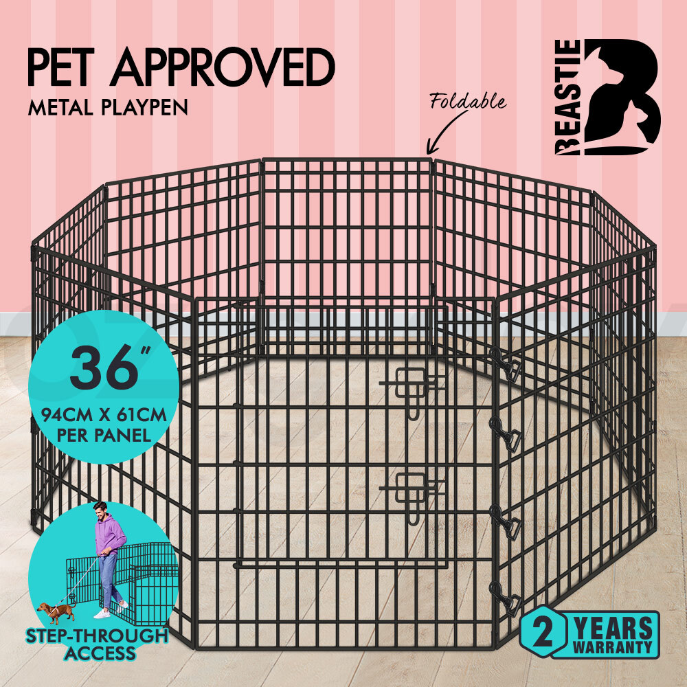 BEASTIE Dog Cage Pet Crate Kennel Cat Collapsible Metal Playpen 24"~ 48" Large - Picture 81 of 124