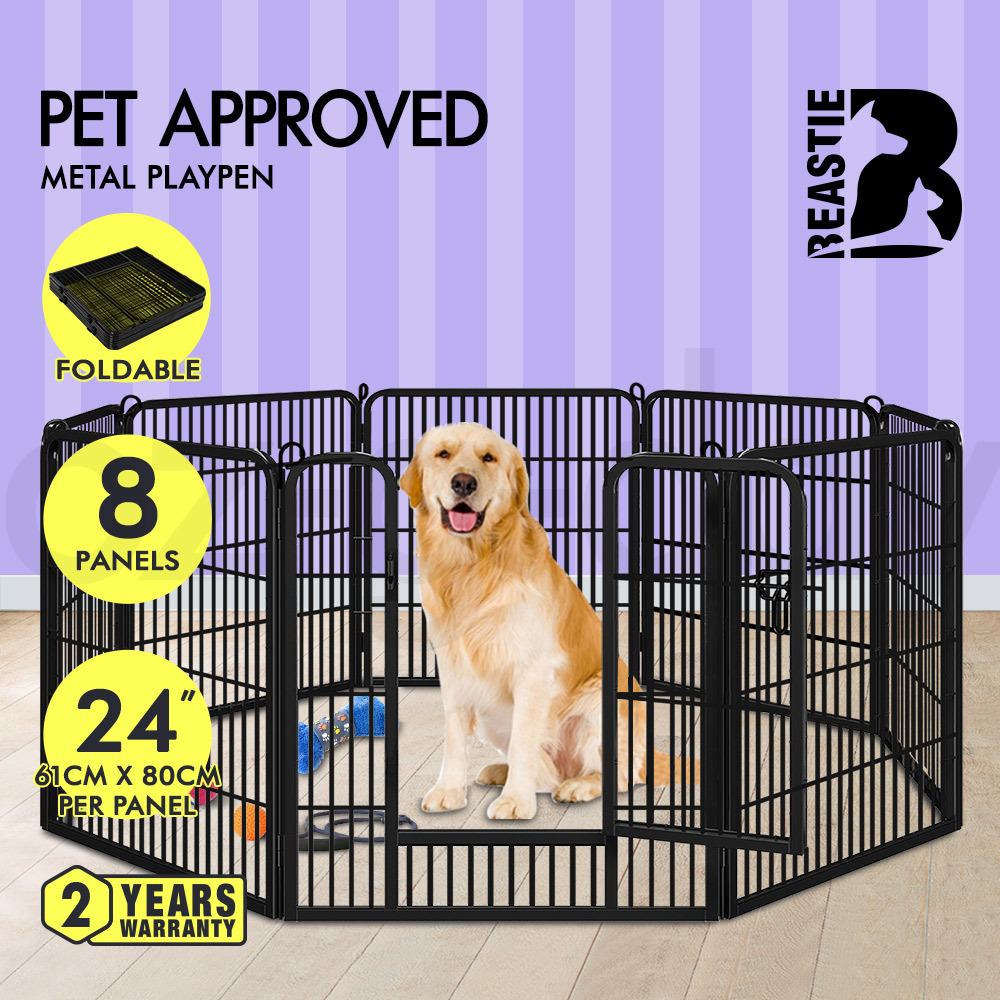 BEASTIE Dog Cage Pet Crate Kennel Cat Collapsible Metal Playpen 24"~ 48" Large - Picture 92 of 124