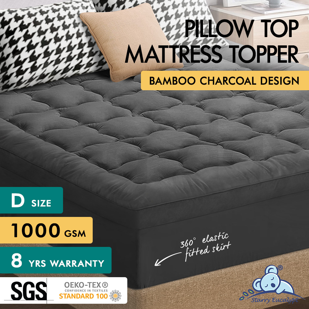 STARRY EUCALYPT Mattress Topper Bamboo Charcoal Pillowtop Cover Pad 7cm All Size - Picture 37 of 72