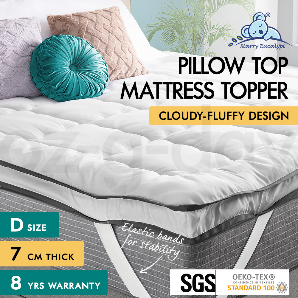 STARRY EUCALYPT Mattress Topper Pillowtop Luxury Bedding Mat Cover All Sizes 7cm - Picture 209 of 244