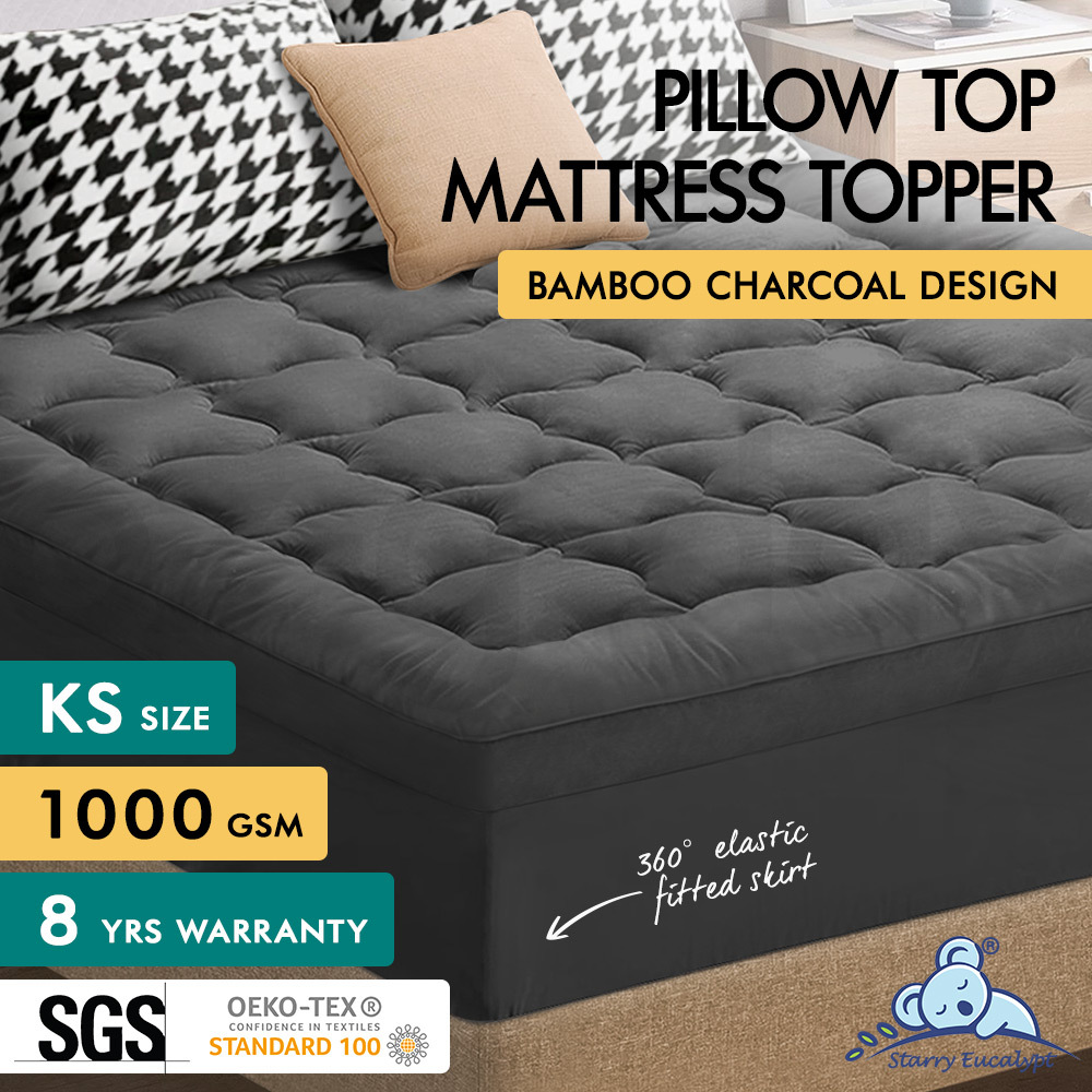 STARRY EUCALYPT Mattress Topper Bamboo Charcoal Pillowtop Cover Pad 7cm All Size - Picture 25 of 72