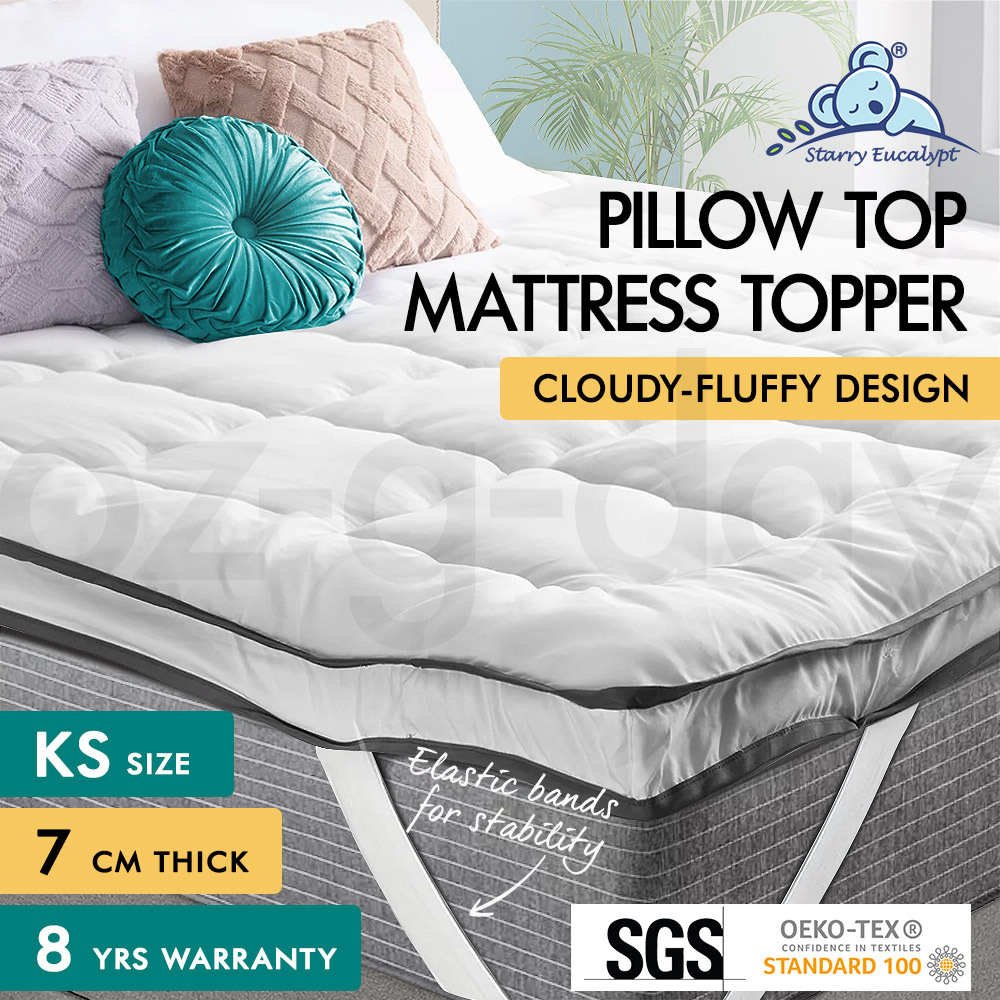 STARRY EUCALYPT Mattress Topper Pillowtop Luxury Bedding Mat Cover All Sizes 7cm - Picture 197 of 244