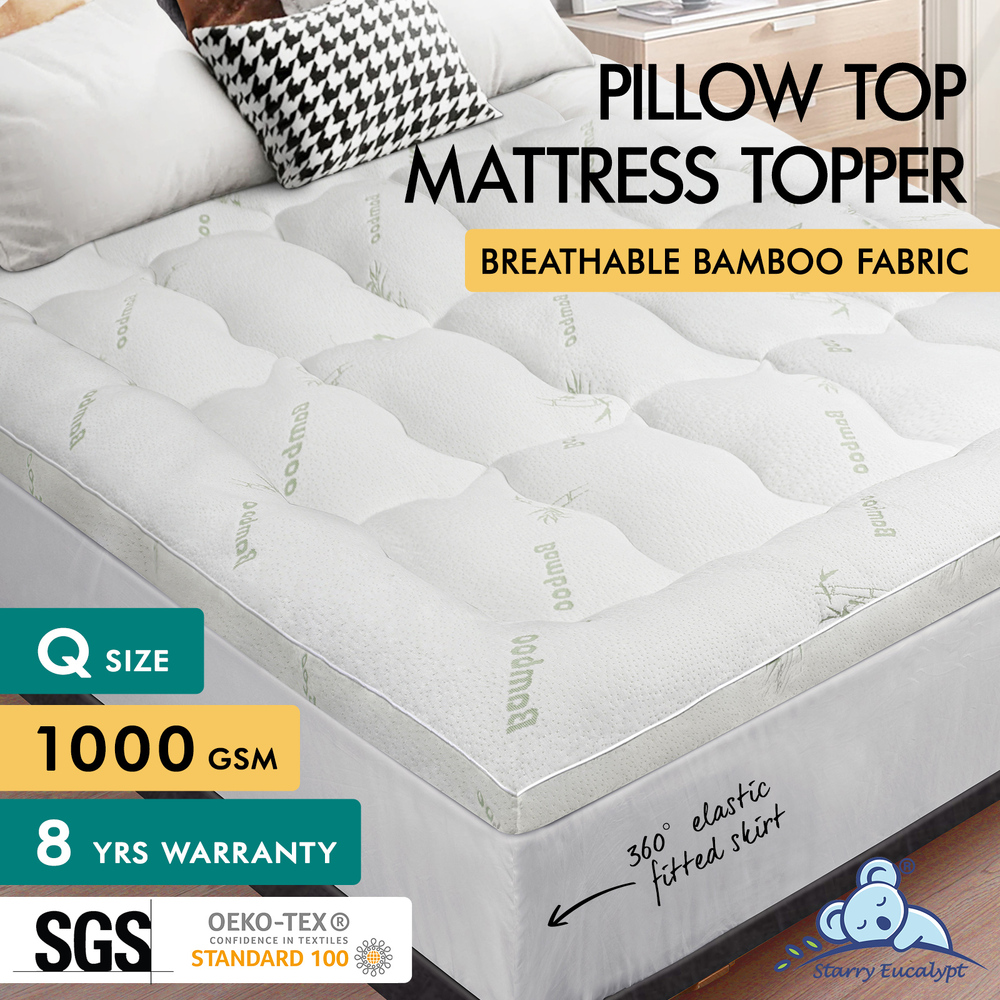 STARRY EUCALYPT Mattress Topper Pillowtop Luxury Bedding Mat Cover All Sizes 7cm - Picture 17 of 244