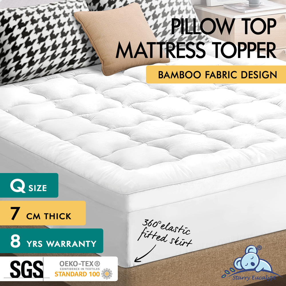 STARRY EUCALYPT Mattress Topper Pillowtop Luxury Bedding Mat Cover All Sizes 7cm - Picture 77 of 244