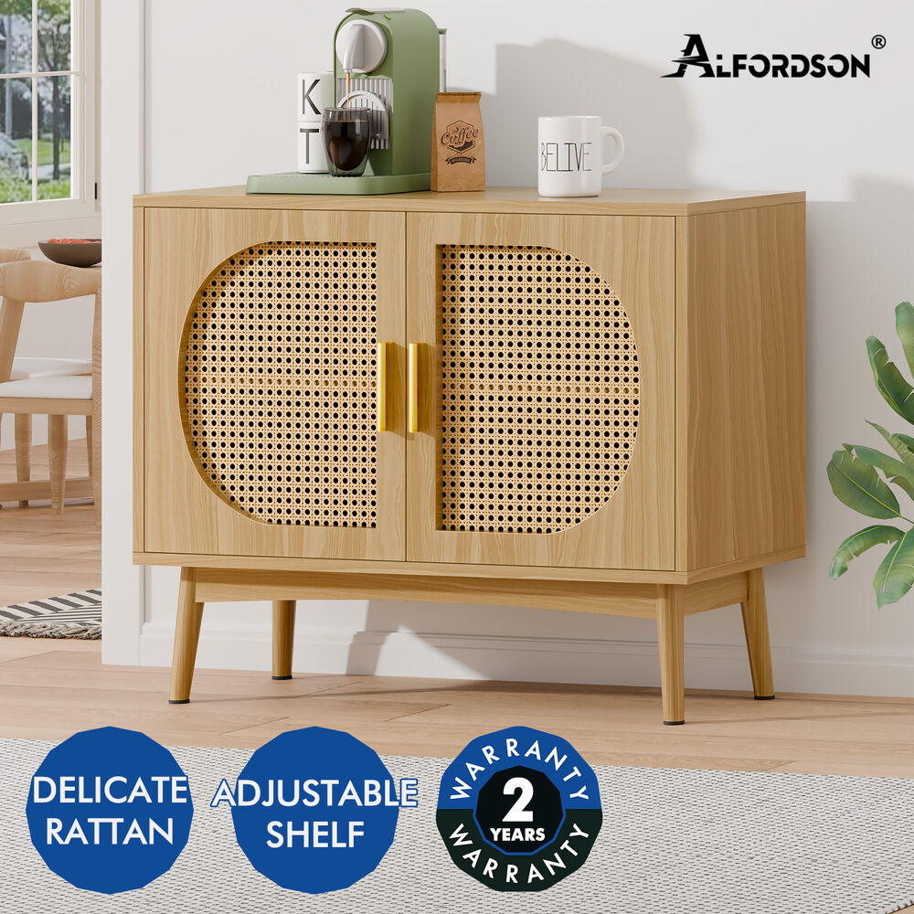 ALFORDSON Buffet Sideboard Storage Cabinet Cupboard Rattan Fluted Doors Kitchen - Picture 37 of 48