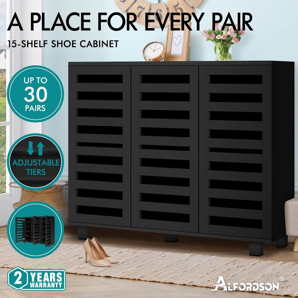 ALFORDSON Shoe Cabinet Storage Rack Drawer Organiser Shelf 21/30 Pairs Wood - Picture 57 of 92
