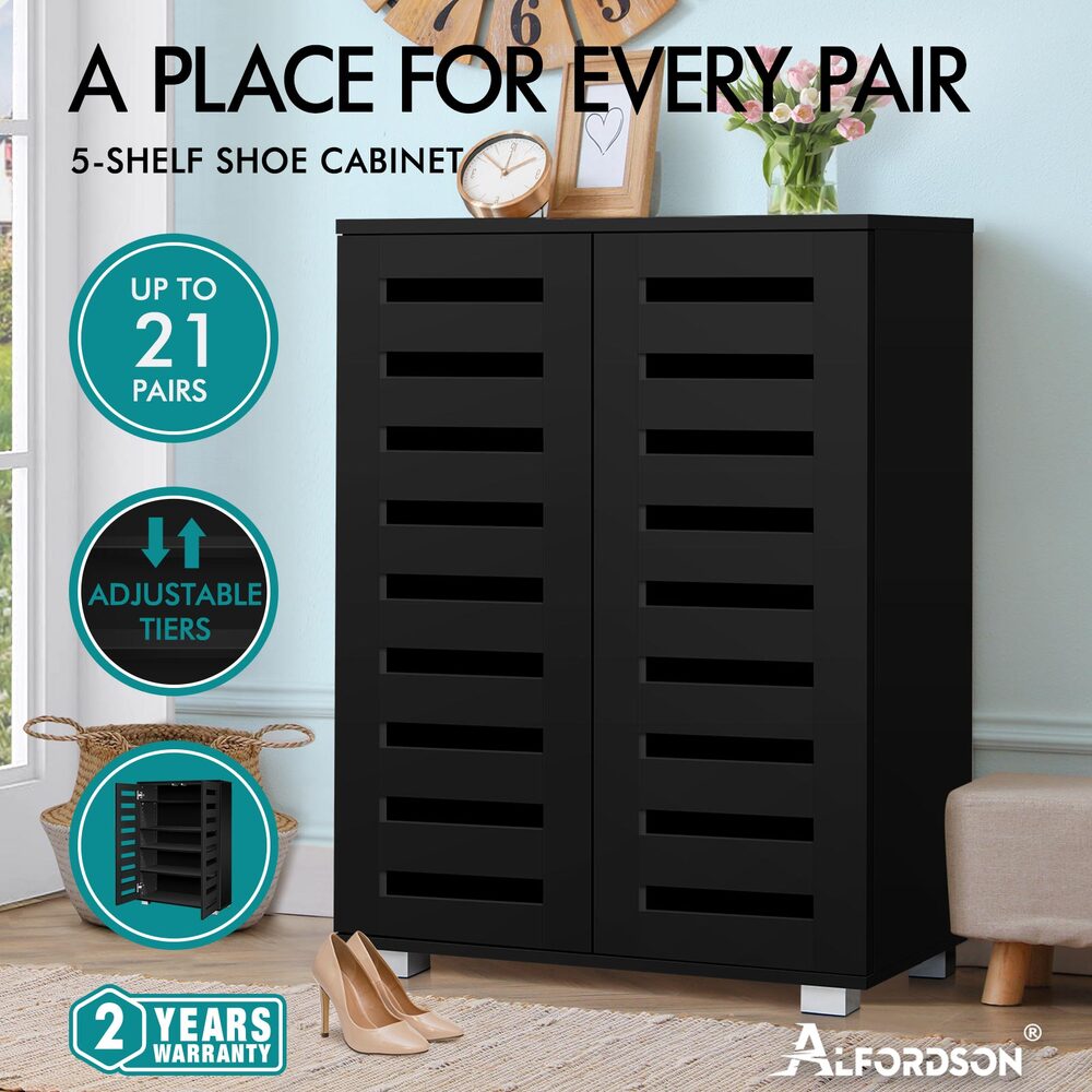 ALFORDSON Shoe Cabinet Storage Rack Drawer Organiser Shelf 21/30 Pairs Wood - Picture 9 of 92